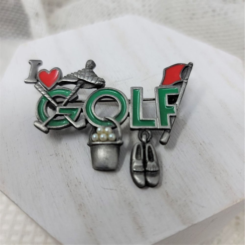Fun Golf Pin Brooch Dangling Golf Shoes & Golf Balls